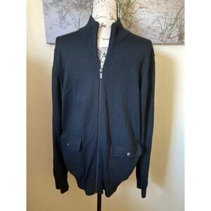 Michael Kors Men's size XL black full zip up cardigan wool blend sweater